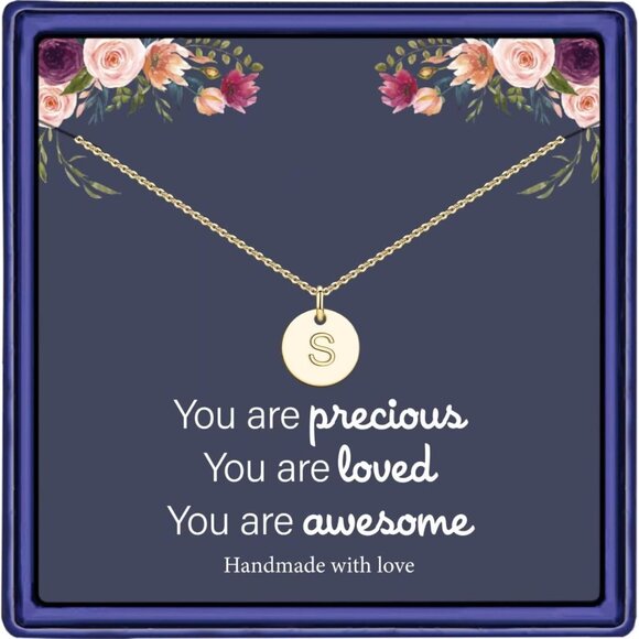 Initial Necklace Rose Gold S925 Sterling Silver Gift for Girls Women - Picture 1 of 7